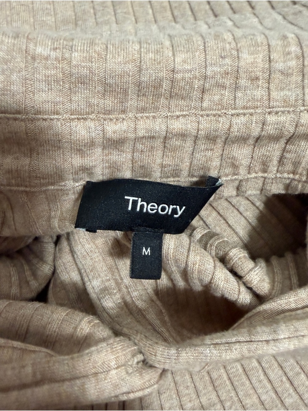 Theory Ribbed Button-Front Midi Dress Tan - Picture 5 of 10